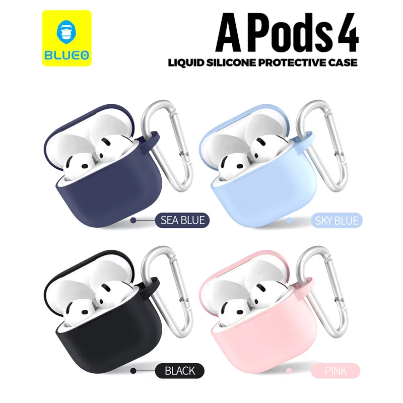 کاور سیلیکونی ایرپاد 4 بلوئو مدل BLUEO Liquid Silicone مناسب ایرپاد 4 اپل AirPods 4