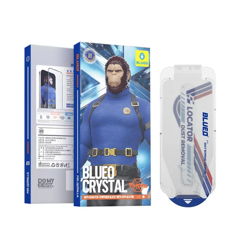 گلس محافظ صفحه شفاف کریستالی آیفون 16 پرو با ابزار نصب بلوئو BLUEO Crystal iPhone 16 Pro