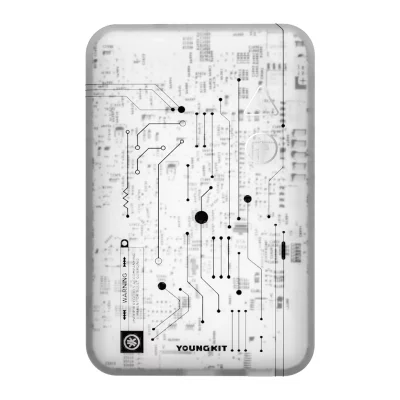 پاوربانک وایرلس مگ سیف و تایپ سی 20 وات یانگ کیت مدل YOUNGKIT Circuit Board MagSafe ظرفیت 5000 میلی آمپر سفید