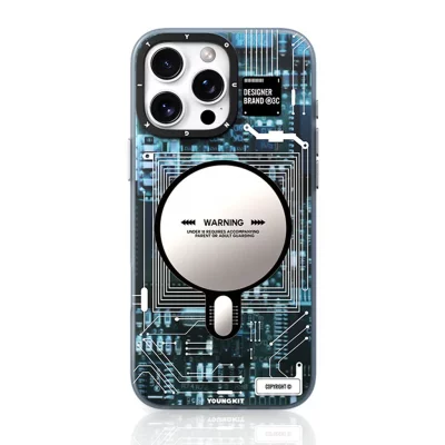 کاور مگ سیف یانگ کیت مدل Futuristic Blue Circuit MagSafe مناسب آیفون 15 پرومکس اپل iPhone 15 Pro Max
