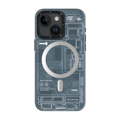 کاور مگ سیف یانگ کیت مدل Futuristic Grey Circuit MagSafe مناسب آیفون 13 و 14 اپل iPhone 13/14