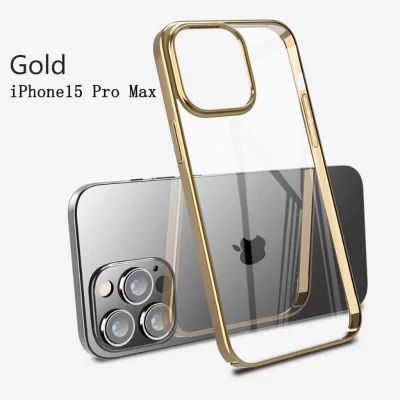 کاور شفاف دور رنگ پشت طلق ایکس‌لول مدل X-LEVEL DAWN مناسب آیفون 15 پرومکس اپل iPhone 15 Pro Max طلایی گلد