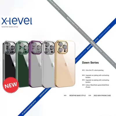 کاور شفاف دور رنگ پشت طلق ایکس‌لول مدل X-LEVEL DAWN مناسب آیفون 15 پرومکس اپل iPhone 15 Pro Max