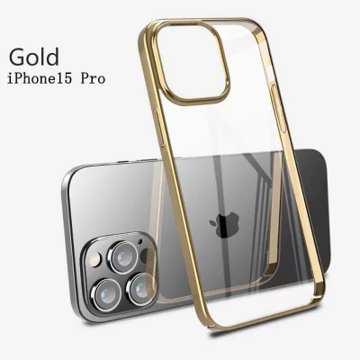 کاور شفاف دور رنگ پشت طلق ایکس‌لول مدل X-LEVEL DAWN مناسب آیفون 15 پرو اپل iPhone 15 Pro طلایی گلد