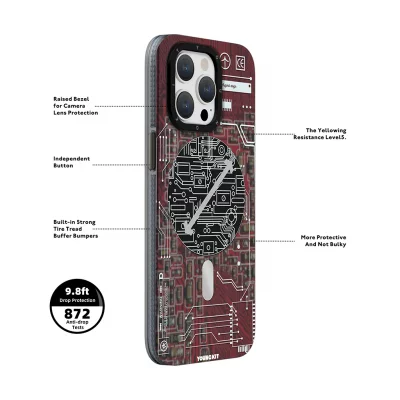 کاور مگ سیف تکنولوژی یانگ کیت مدل Futuristic Red Circuit MagSafe مناسب آیفون 13 و 14 اپل iPhone 13/14