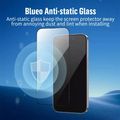 گلس محافظ صفحه شفاف آنتی استاتیک آیفون 16 پرو مکس بلوئو BLUEO iPhone 16 Pro Max 2.5D 9H Basic HD Glass