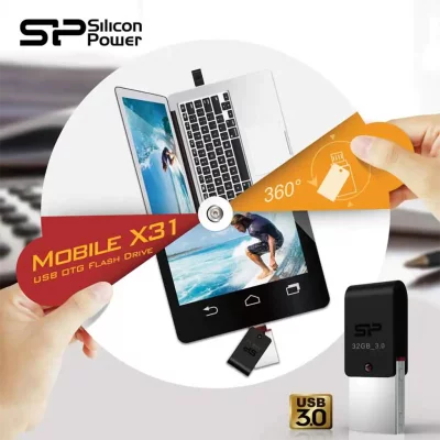 فلش مموری او تی جی میکرو سیلیکون پاور مدل Silicon Power Mobile X31 USB3.0+MicroUSB ظرفیت 16 گیگابایت