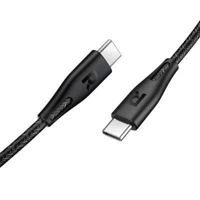 کابل تایپ‌ سی به تایپ‌ سی روکش دار 60 وات راوپاور مدل RAVPOWER Nylon Braid USB-C 60W RP-CB1031 طول 2 متر