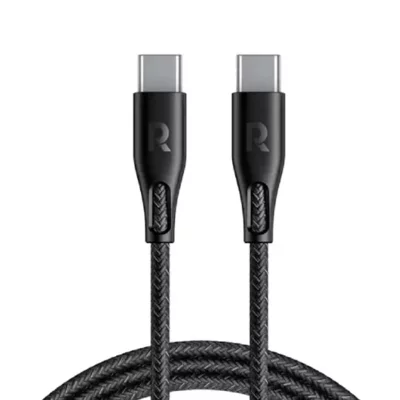 کابل تایپ سی به تایپسی روکش دار 60 وات راوپاور مدل RAVPOWER Nylon Braid USB-C 60W RP-CB1029 طول 1.2 متر