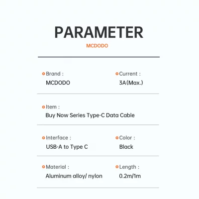 کابل USB به تایپ‌ سی فست شارژ  27 وات 3 آمپر مک دودو مدل Mcdodo QC4.0 27W 9V/3A CA-2273 طول 3 متر