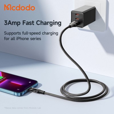 کابل یو اس بی به لایتنینگ آیفون 3 آمپر مک دودو مدل Mcdodo Lightning 3A CA-208 طول 1.2 متر