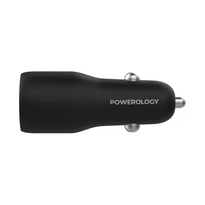 شارژر فندکی 2 پورت تایپ‌سی و یو‌اس‌بی 53 وات پاورولوژی مدل Powerology 53W Dual Port Car Charger