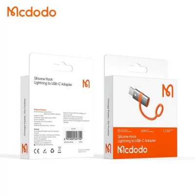 تبدیل کابل لایتنینگ به تایپ سی 60 وات مک دودو مدل Mcdodo Silicone Hook Lightning to USB-C Adapter OT-553