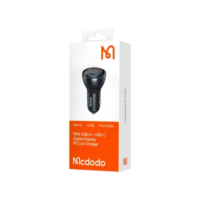 شارژر فندکی تایپ سی 2 پورت 95 وات مک دودو مدل Mcdodo 95W 2-Port Digital Display PD Car Charger CC-5670