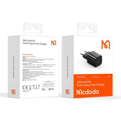 آداپتور شارژر 2 پورت 33 وات PD مک دودو مدل Mcdodo 33W GaN PD Dual Output CH-015