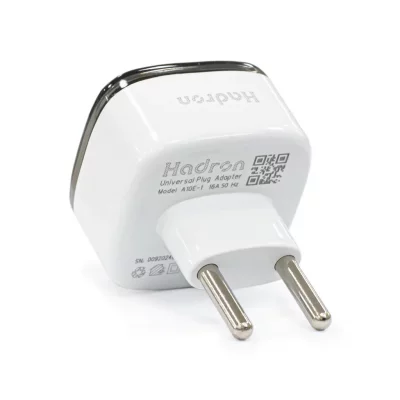 تبدیل برق سه شاخه به دو شاخه یونیورسال بدون چراغ هادرون Hadron Universal Power Plug Adapter A10E-1