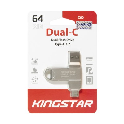 فلش مموری او تی جی OTG کینگ استار  Kingstar Dual-C USB 3.2 + Type-C C60 ظرفیت 64 گیگابایت