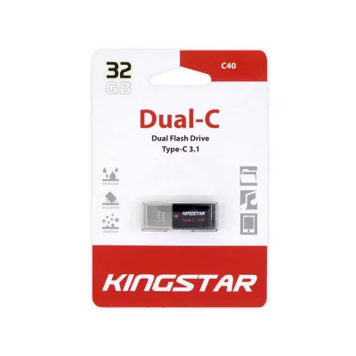 فلش مموری دو کاره تایپ سی کینگ استار Kingstar Dual-C USB 3.1 + Type-C C40 ظرفیت 32 گیگابایت