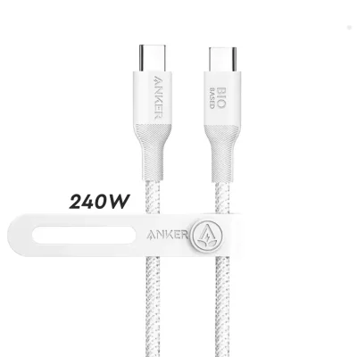 کابل دو سر تایپ‌ سی 240 وات سوپر فست شارژ انکر مدل Anker 544 USB-C to USB-C Bio-Braided A80F6 طول 1.8 متر