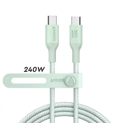 کابل دو سر تایپ‌ سی 240 وات سوپر فست شارژ انکر مدل Anker 544 USB-C to USB-C Bio-Braided A80F6 طول 1.8 متر