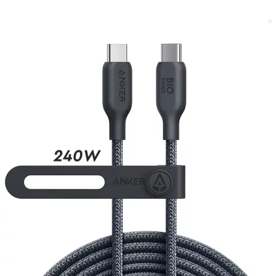 کابل دو سر تایپ‌ سی 240 وات سوپر فست شارژ انکر مدل Anker 544 USB-C to USB-C Bio-Braided A80F6 طول 1.8 متر