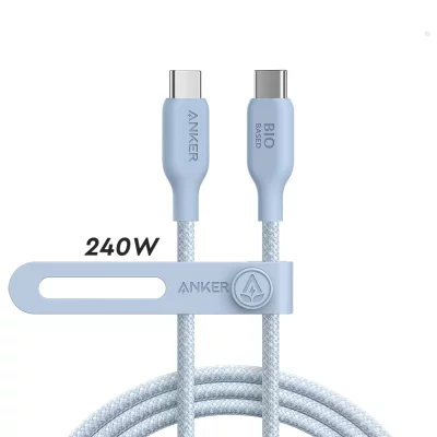 کابل دو سر تایپ‌ سی 240 وات سوپر فست شارژ انکر مدل Anker 544 USB-C to USB-C Bio-Braided A80F6 طول 1.8 متر