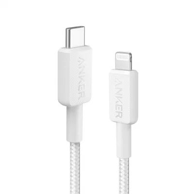 کابل روکش کنفی تایپ‌ سی به لایتنینگ 60 وات انکر مدل Anker 322 USB-C to Lightning Braided A81B6 طول 1.8 متر