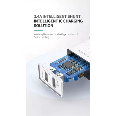 آداپتور شارژر 2 پورت 12 وات با کابل لایتنینگ مک دودو مدل Mcdodo 12W Dual USB Output Lightning Cable CH-3970