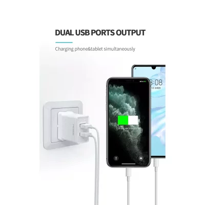 آداپتور شارژر 2 پورت 12 وات با کابل لایتنینگ مک دودو مدل Mcdodo 12W Dual USB Output Lightning Cable CH-3970