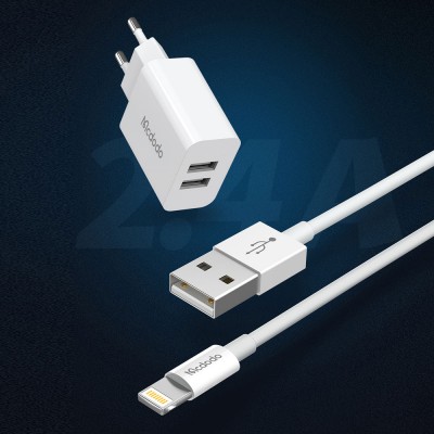 شارژر 2 پورت یو اس بی با کابل لایتنینگ مک دودو مدل Mcdodo Dual USB Output Lightning Cable CH-6720