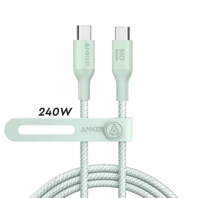 کابل دو سر تایپ‌ سی 240 وات سوپر فست شارژ انکر مدل Anker 544 USB-C to USB-C Bio-Braided A80F5 طول 0.9 متر