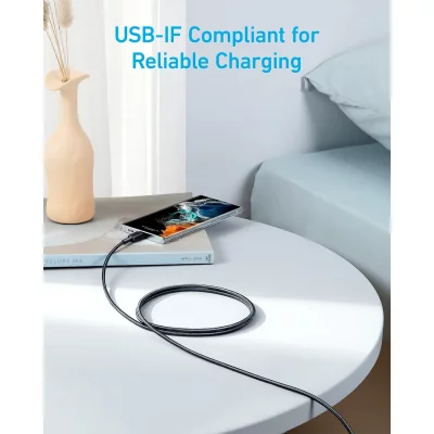 کابل تایپ سی به تایپ سی 60 وات روکش کنفی انکر مدل Anker 322 USB-C A81F5 طول 0.9 متر