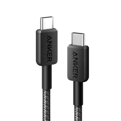 کابل تایپ سی به تایپ سی 60 وات روکش کنفی انکر مدل Anker 322 USB-C to USB-C 60W A81F6 طول 1.8 متر