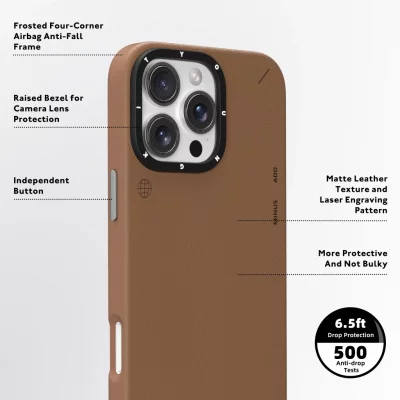 کاور مگ سیف چرمی آیفون 16 پرو یانگ کیت Youngkit Simple Matte Leather iPhone 16 Pro