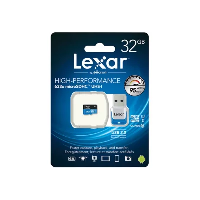 کارت حافظه‌ microSDHC لکسار UHS-I U1 633X C10 با رم ریدر ظرفیت 32 گیگابایت