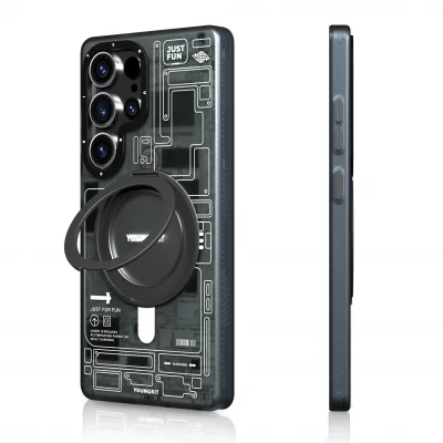 کاور مگ سیف پایه رینگی اس 25 اولترا سامسونگ یانگ کیت Youngkit Cyberpunk 360 Spin MagSafe S25 Ultra