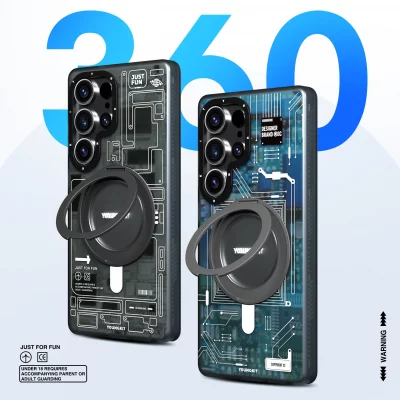 کاور مگ سیف استند دار اس 25 اولترا سامسونگ یانگ کیت Youngkit Cyberpunk 360 Spin MagSafe S25 Ultra