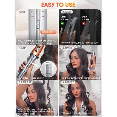 فر کننده مو شیگلم مدل SHEGLAM One Touch چرخشی اتوماتیک سایز 32MM اصل