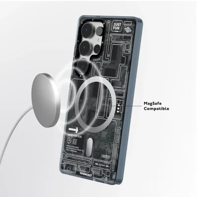 کاور مگ سیف اس 25 اولترا سامسونگ یانگ کیت Youngkit Futuristic Blue Circuit MagSafe S25 Ultra