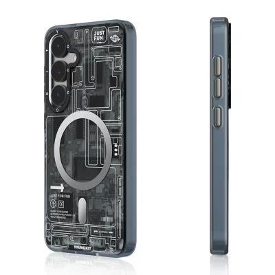 کاور مگ سیف اس 25 اولترا سامسونگ یانگ کیت Youngkit Futuristic Grey Circuit MagSafe S25 Ultra