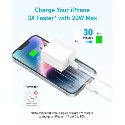 شارژر دیواری 20 وات با کابل تایپ سی انکر مدل Anker Select USB-C B2347