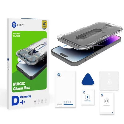 گلس آیفون 13 و 13 پرو و 14 پرایوسی با کیت نصب آسان لیتو LITO Magic Box iPhone 13/13 Pro/14