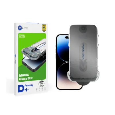 گلس آیفون 13 پرو مکس و 14 پلاس پرایوسی با کیت نصب آسان لیتو LITO Magic Box iPhone 13 Pro Max/14 Plus