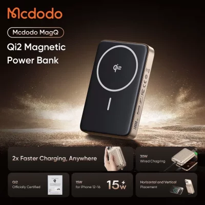 پاوربانک مگ سیف وایرلس 30 وات مک دودو ظرفیت 10000 میلی آمپر Mcdodo Qi2 MC-781