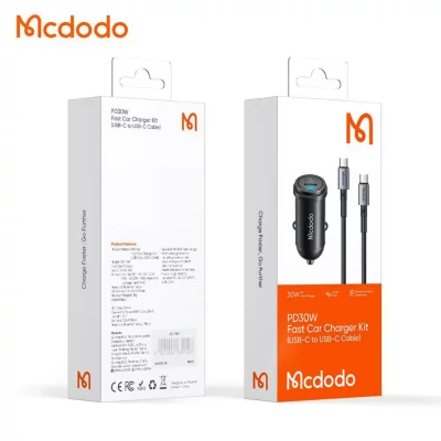 شارژر فندکی با کابل دوسر تایپ سی 30 وات مک دودو Mcdodo CC-7493