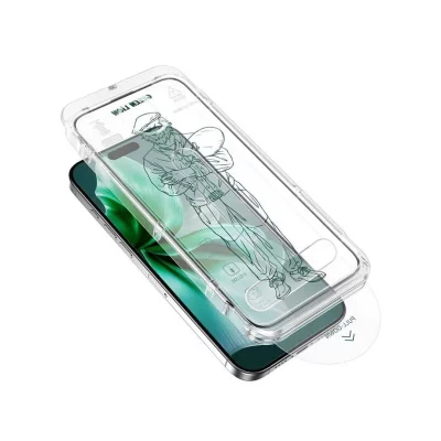 گلس آیفون 16 و آیفون 15 شفاف با کیت نصب آسان گرین لاین Green Lion Picasso 3D iPhone 16/15