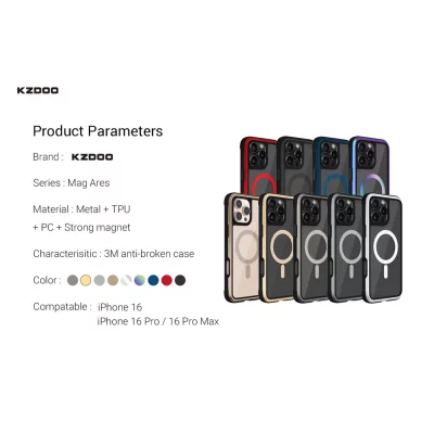 قاب آیفون 16 پرو مگ سیف ( کاور ) کی زد دوو KZDOO MAG ARES iPhone 16 Pro