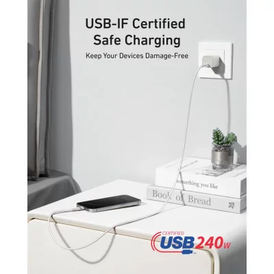 کابل تبدیل USB-C به USB-C انکر مدل A82E2 طول 0.9 متر 240 وات