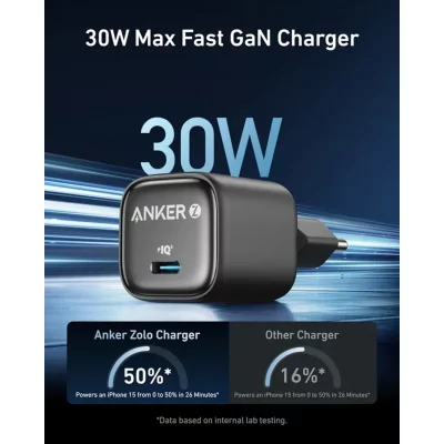 شارژر دیواری 30 وات انکر مدل Anker Zolo 30W Gan Charger A2698
