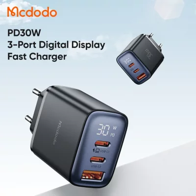 شارژر 30 وات فست شارژ 3 خروجی مک دودو Mcdodo Digital Display CH-218
